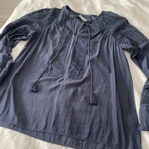Ramy Brook Blue Peasant Blouse
